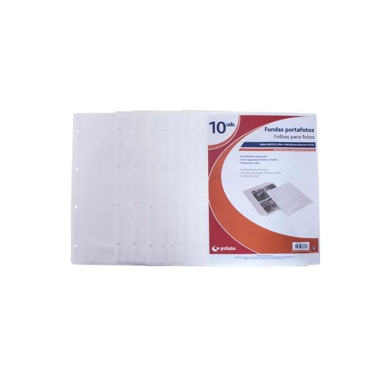 Grafoplás Fundas 4 Taladros Pp Extra 320x320mm Para Álbum Fotografías Transparente -Bolsa 10u-