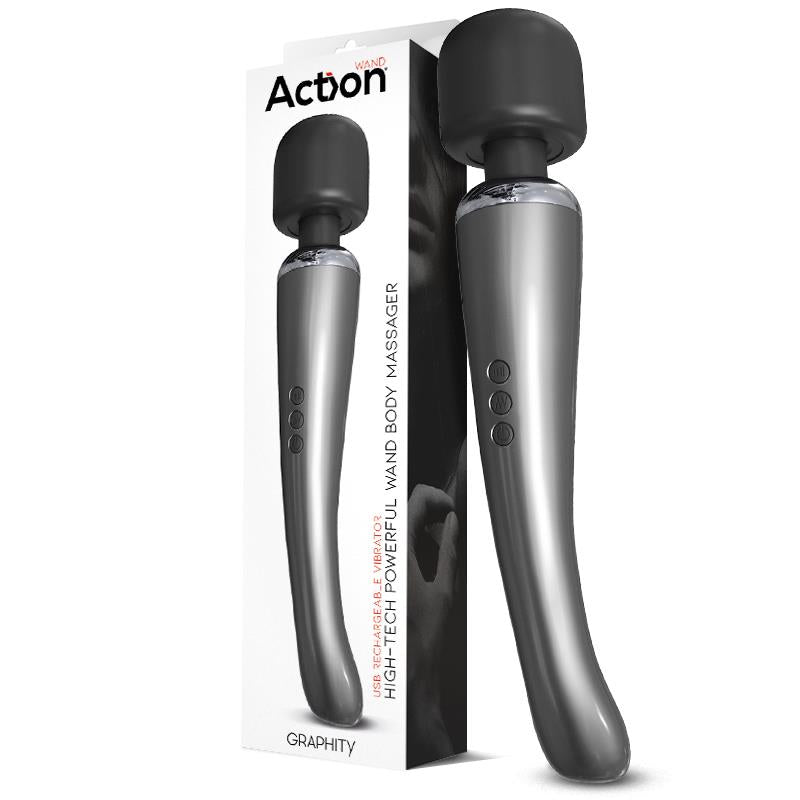Graphity Wand Masajeador High-Tech Súper Potente Inalámbrico Usb Color Grafito Silicona