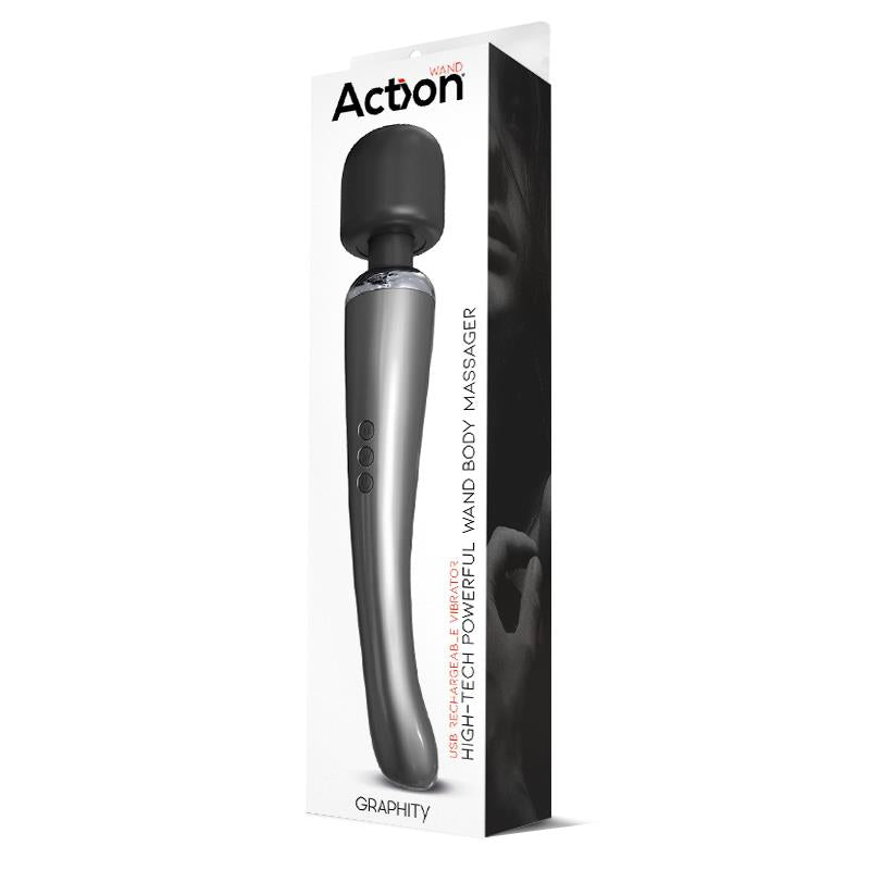 Graphity Wand Masajeador High-Tech Súper Potente Inalámbrico Usb Color Grafito Silicona