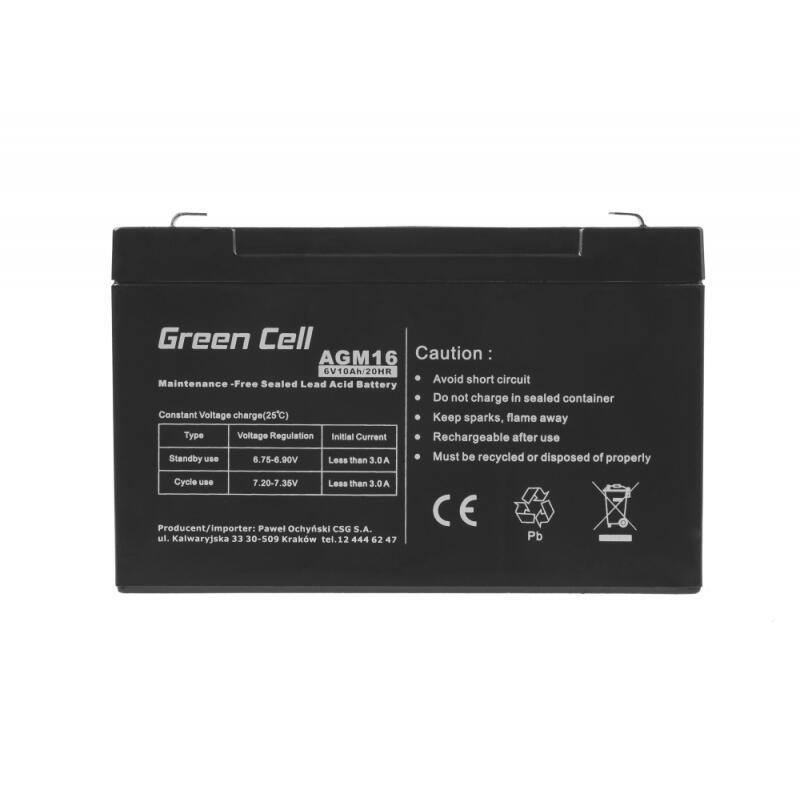 Green Cell Agm16 Batería Ups Sealed Lead Acid (Vrla) 6 V 10 Ah