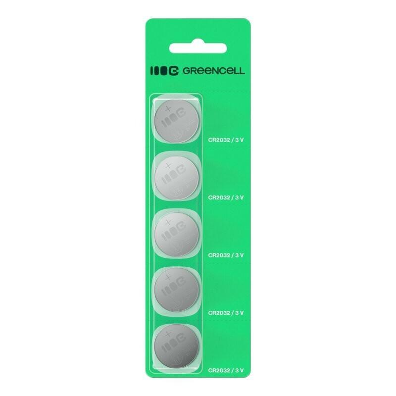 Greencell Cr2032 - Pilas De Botón De Litio (3 V, 220 Mah, 5 Unidades, Larga Duración, Fiabilidad Y Seguridad), Ideal Para Relojes, Mandos A Distancia Y Electrónica