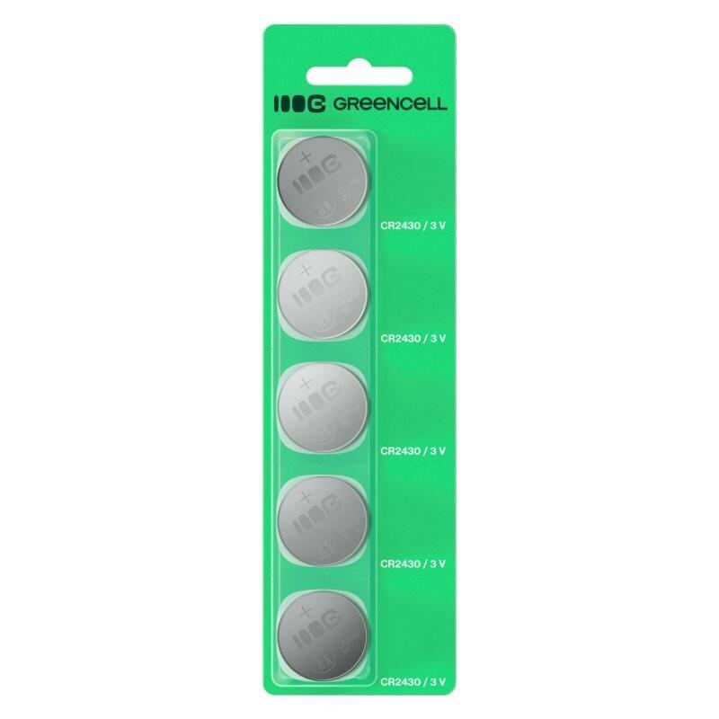 Greencell Cr2430 - Pila De Botón De Litio 3 V 290 Mah, 5 Unidades, Fuente De Alimentación Fiable Y Duradera Para Mandos A Distancia, Relojes, Básculas Y Electrónica.