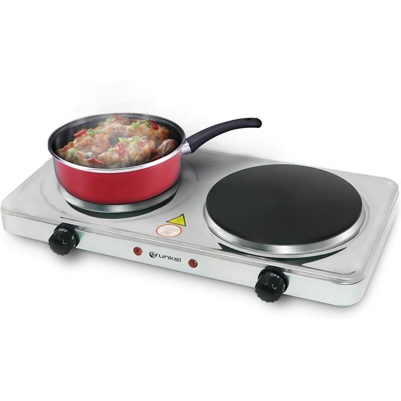 Grunkel Hornillo Electrico Doble En Acero Inox 2500w