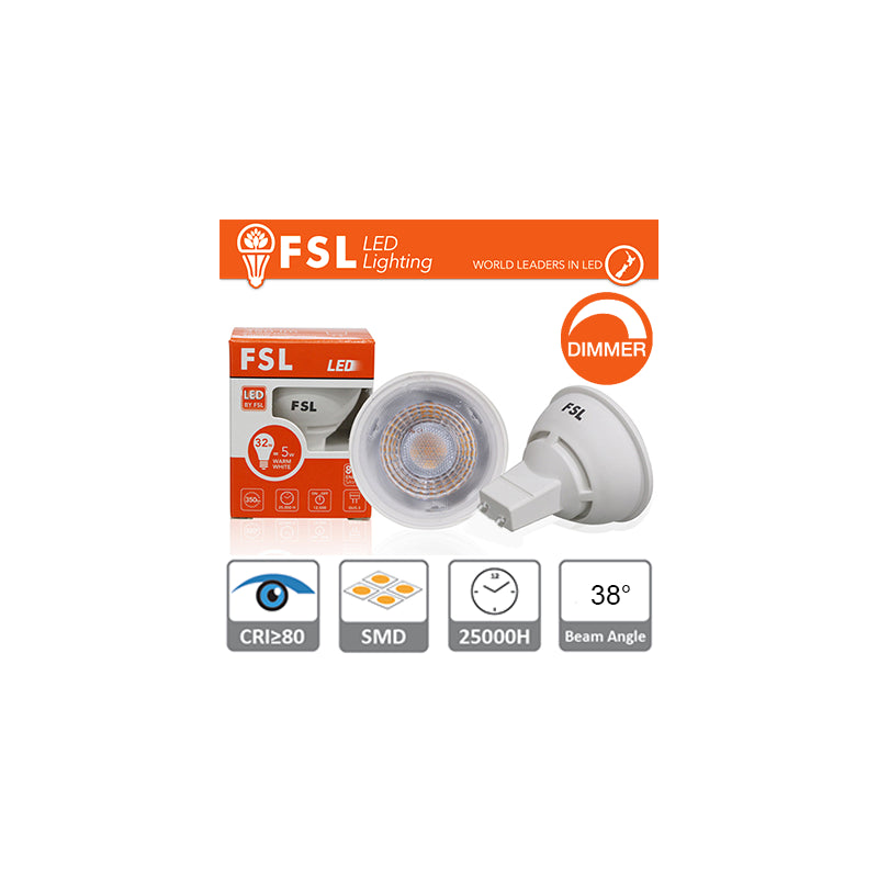 Gu10  Led - 6 5w 3000k 500lm 38° Cri>80 Dimmerabile