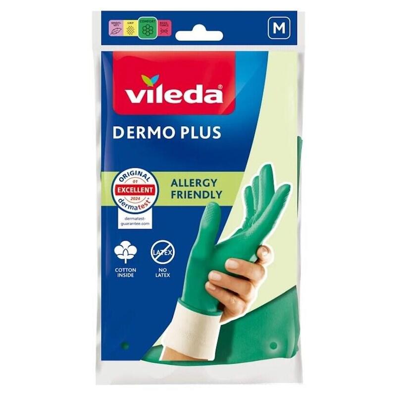Guantes  Vileda Dermo Plus «M» Verde Algodón, Nitrilo
