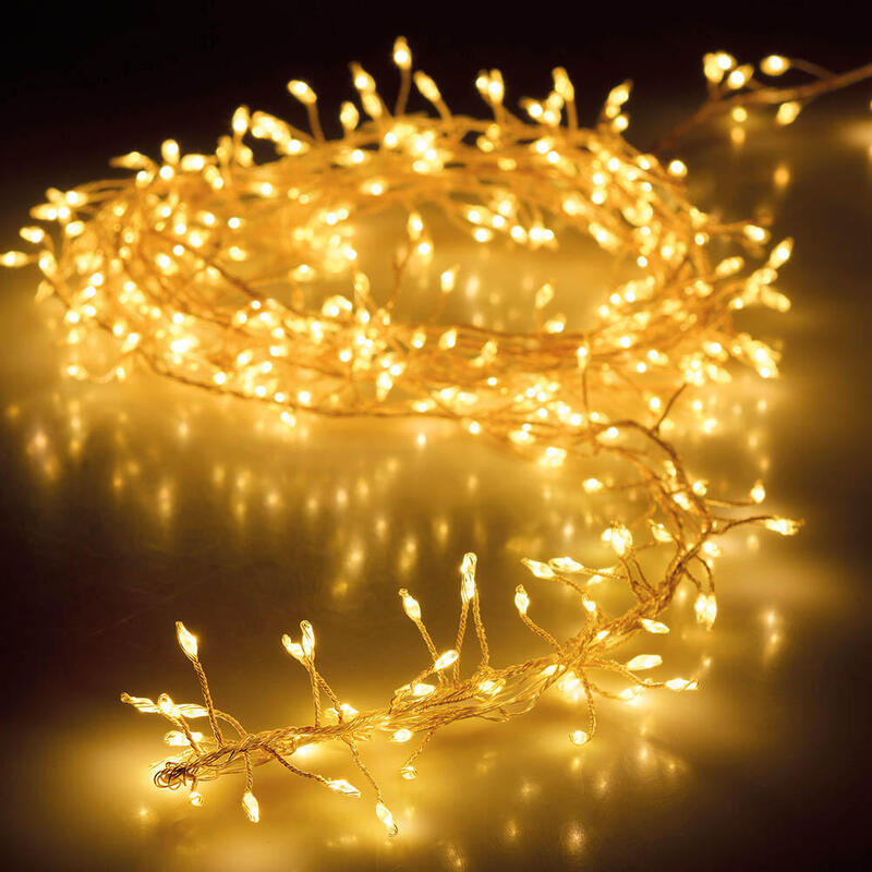 Guirnalda A Pilas Tipo Espino Fija 100 Leds Blanco Calido 1,5m