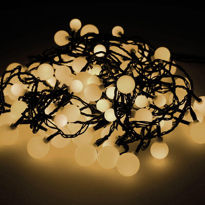 Guirnalda "Cherry" Led Luces De Tres Medidas 14m 120 Leds Luz Calida Exterior