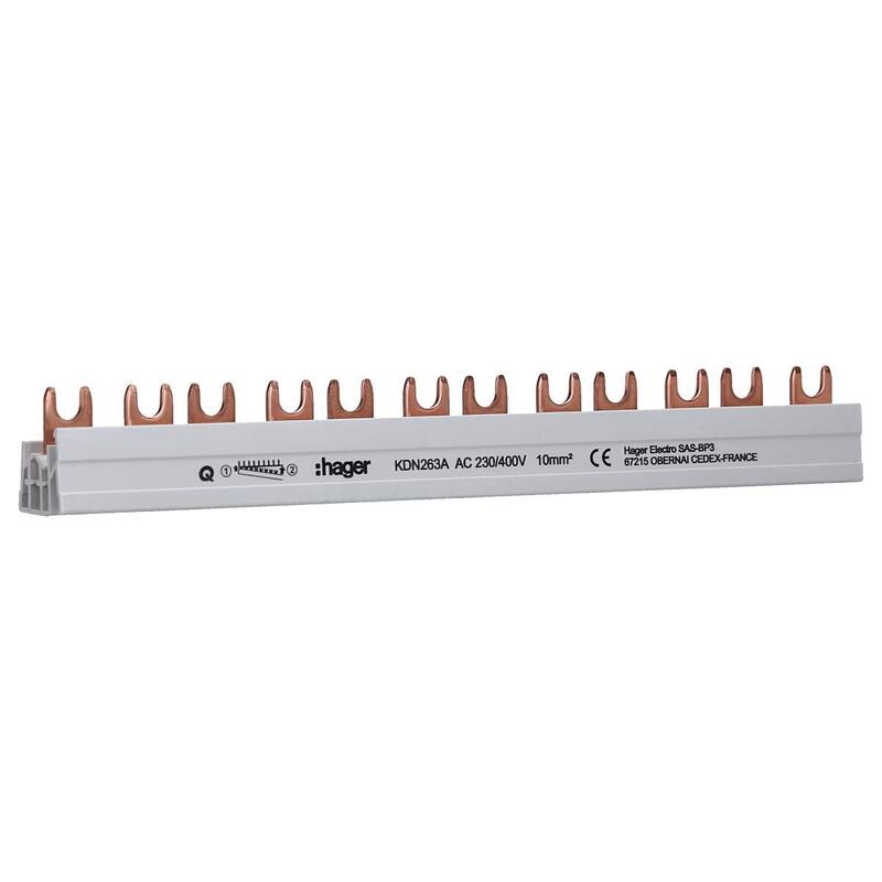 Hager Peine De Conexión 2polos Kdn263a Conexión De Horquilla 10qmm 63a 12 Module