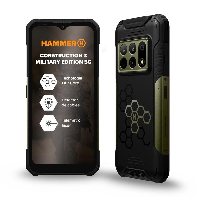Hammer Construction 3 5g (Military Edition) Dual Sim 6.58" Ips 1080x2408 2.2ghz 8gb Ram 256gb Android 14 Wifi,Bt,5g