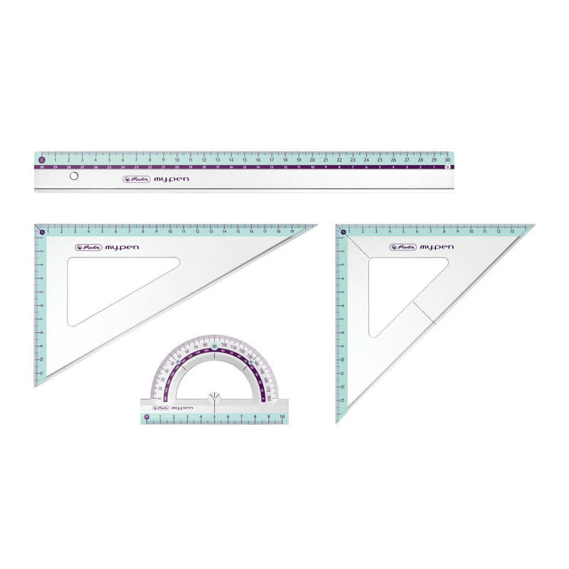 Herlitz Geometrieset 4tlg. Regla,Winkelmesser,2xgeodreieck