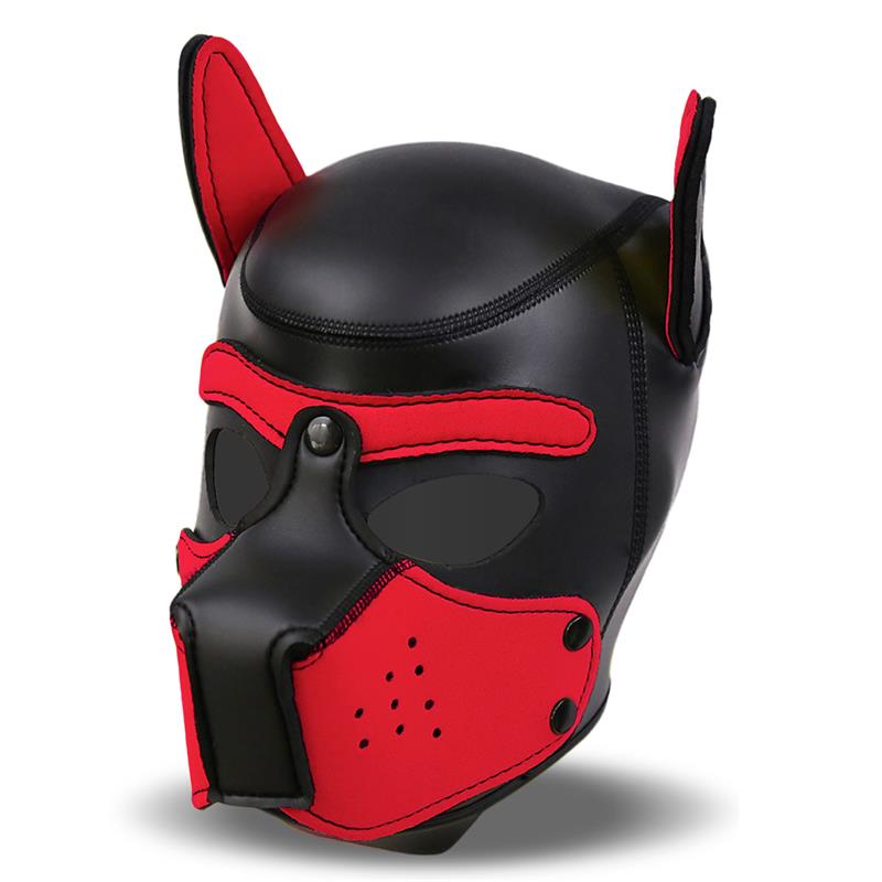 Máscara De Perro Hound   Neopreno Hocico Extraíble Negro/Rojo Talla Única