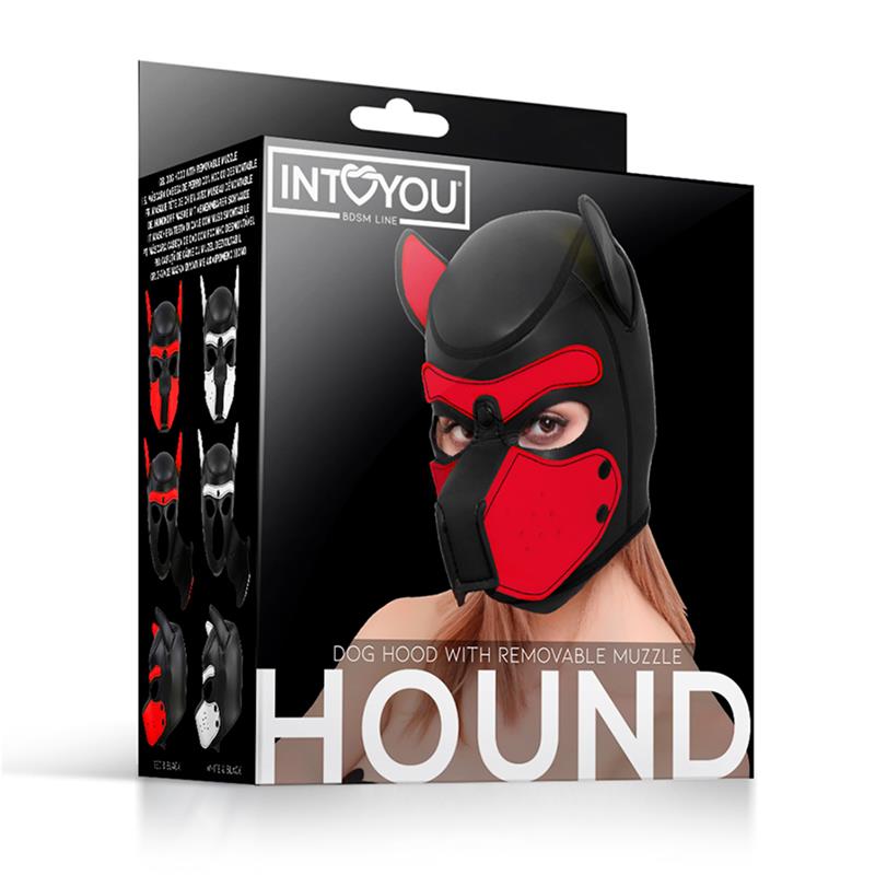 Máscara De Perro Hound   Neopreno Hocico Extraíble Negro/Rojo Talla Única