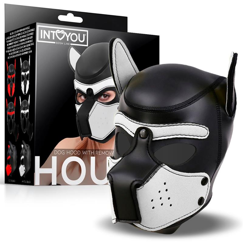 Máscara De Perro Hound  Neopreno Hocido Extraíble Negro/Blanco Talla Única