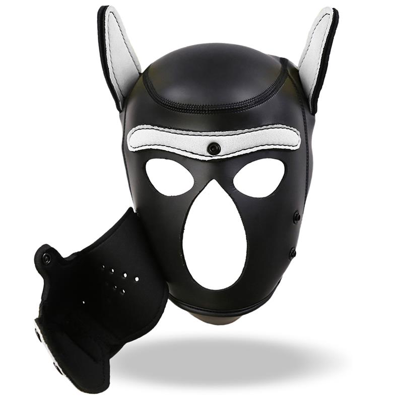 Máscara De Perro Hound  Neopreno Hocido Extraíble Negro/Blanco Talla Única