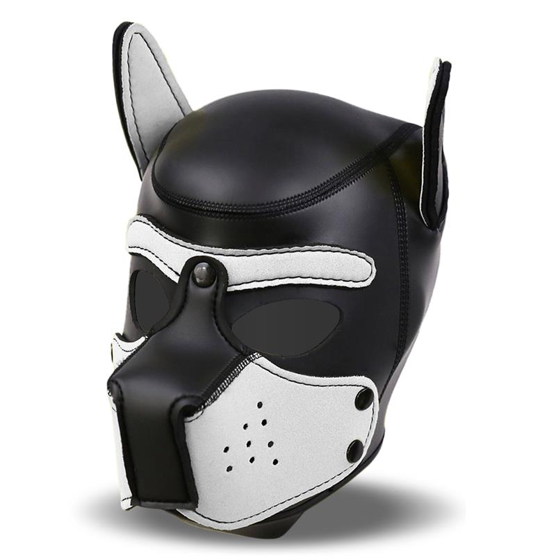 Máscara De Perro Hound  Neopreno Hocido Extraíble Negro/Blanco Talla Única