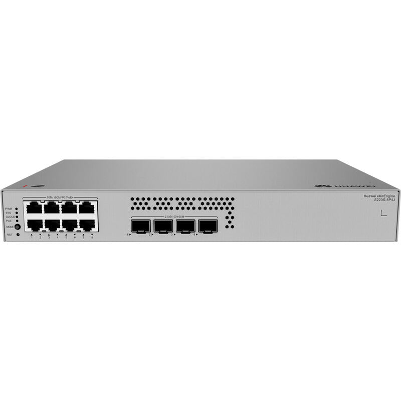 Huawei Data Communication,S220s 8p4j,S220s 8p4j,S220s 8p4j 8 10 100 1000base T Ports 128 W Poe , 4 2.5ge Sfp Ports, Built In Ac Power, Fanless