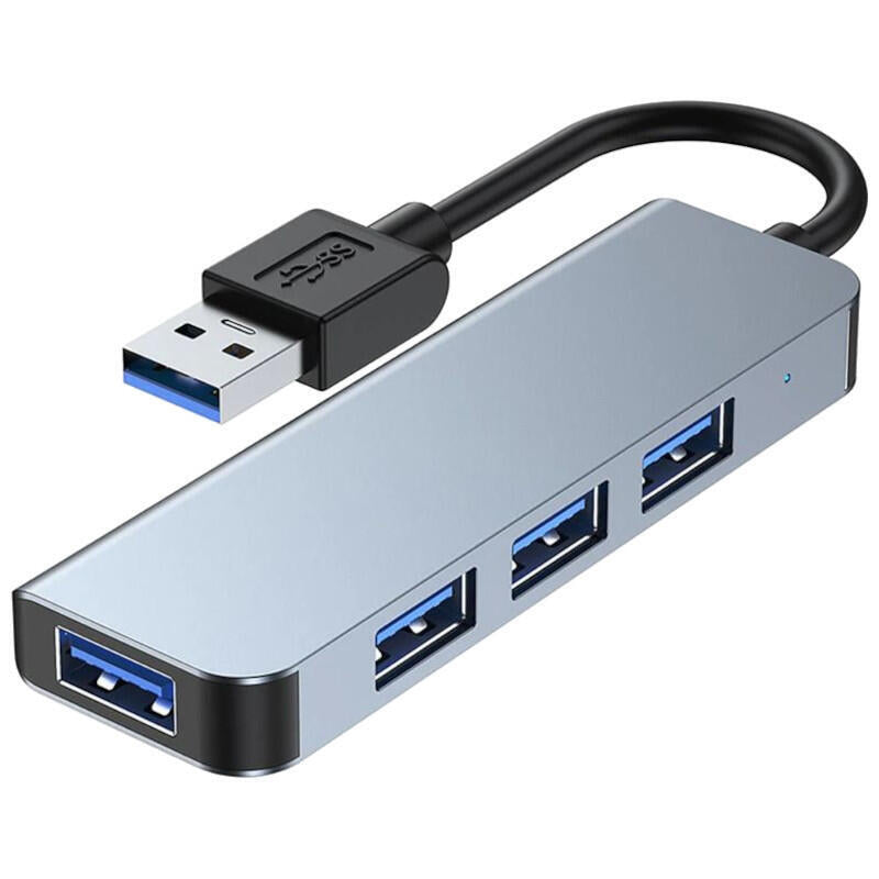 Hub Usb Byl-2013u 4 En 1 Usb-A/Usb 3.0+Usb 2.0 Gris