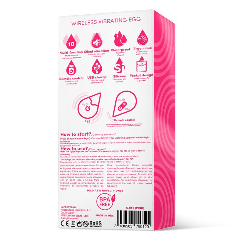 Huevo Vibrador Control Remoto Usb Silicona Rosa
