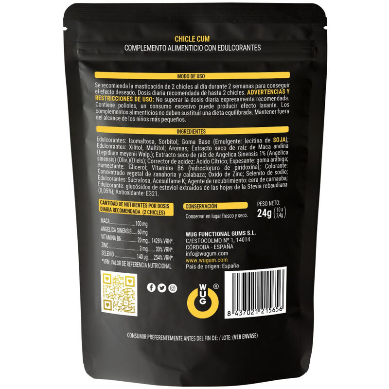 Wug Sex Sense - Cum Chicle Aumentador De Eyaculacion & Sabor A Platano Del Semen 10 Unidades
