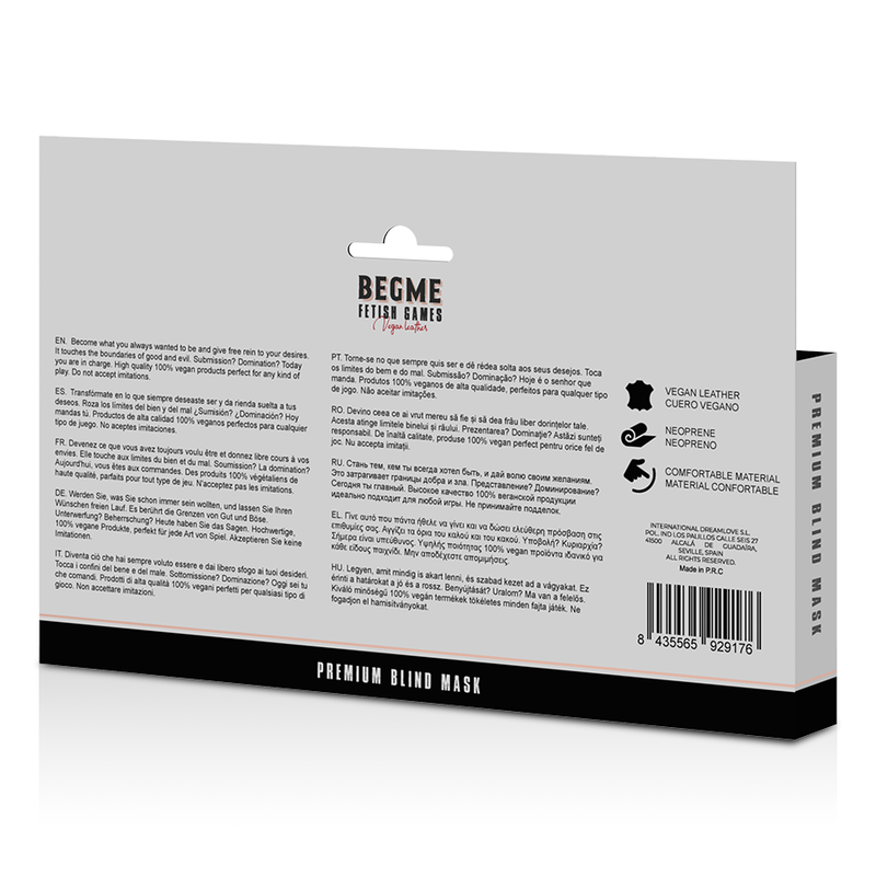 Begme - Black Edition Antifaz Elastico Con Forro De Neopreno