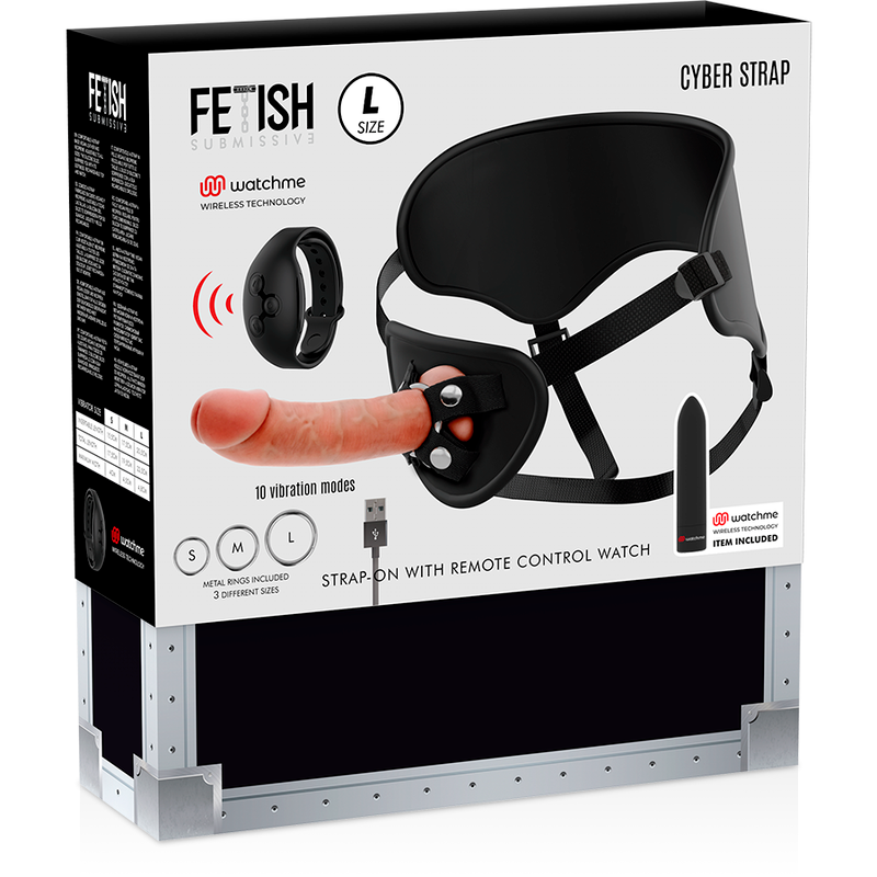 Fetish Submissive Cyber Strap - Arnes Con Dildo Y Bala Control Remoto Tecnologia Watchme L