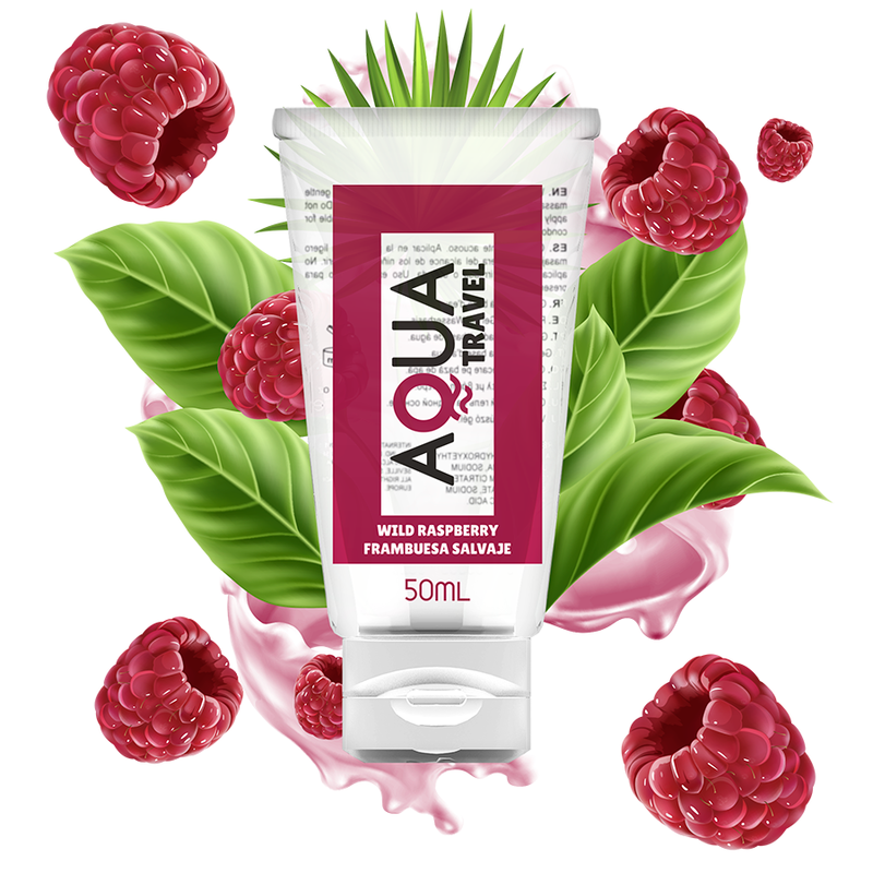Aqua Travel - Lubricante Base Agua Sabor Frambuesa Salvaje - 50 Ml