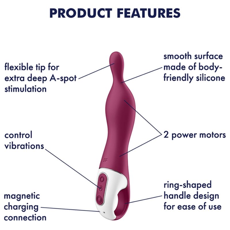 Plug  Anal Satisfyer A-Mazing 1 Vibrador Punto A - Granate
