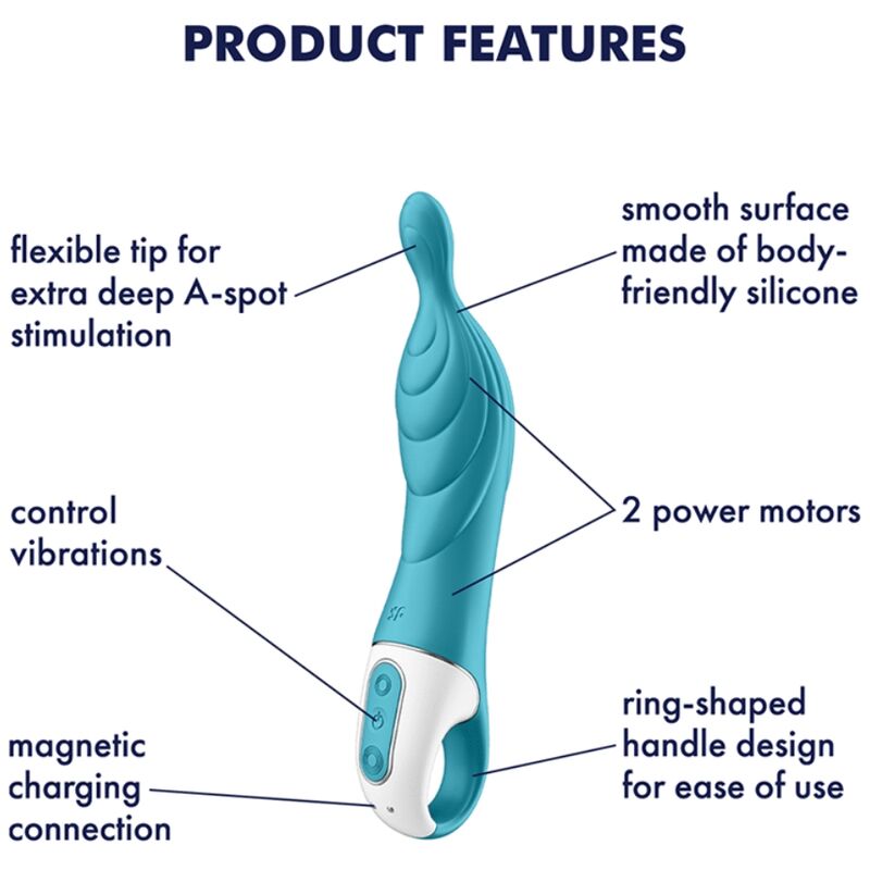 Plug  Anal  Satisfyer A-Mazing 2 Vibrador Punto A - Turquesa