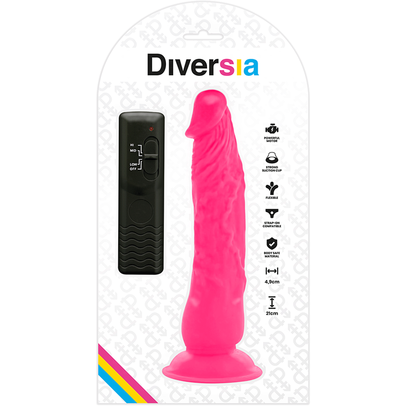 Diversia - Dildo Realístico Flexible Con Vibración Rosa 21 Cm -o- 4.9 Cm
