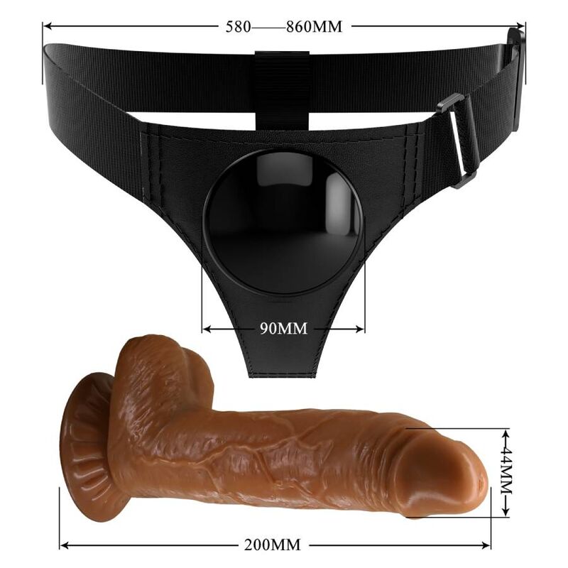 Pretty Love - Harness Briefs Arnés Universal Con Dildo Micheal 20 Cm Negro