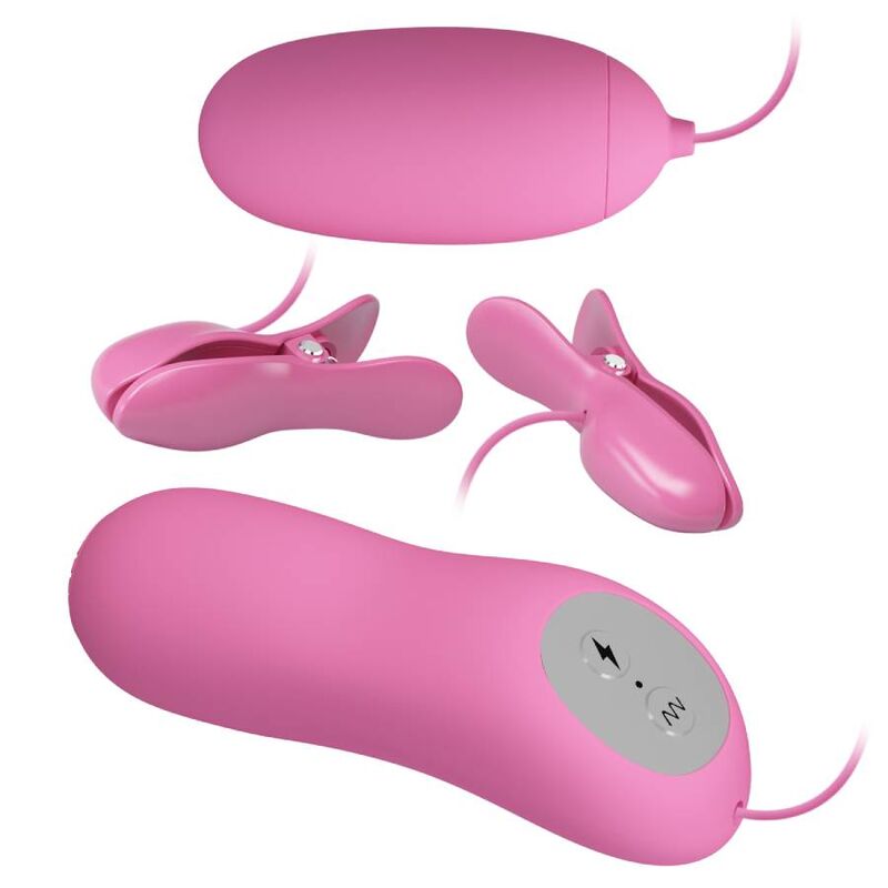 Pretty Love - Pinzas Con Vibración Y Eletroshock Rosa