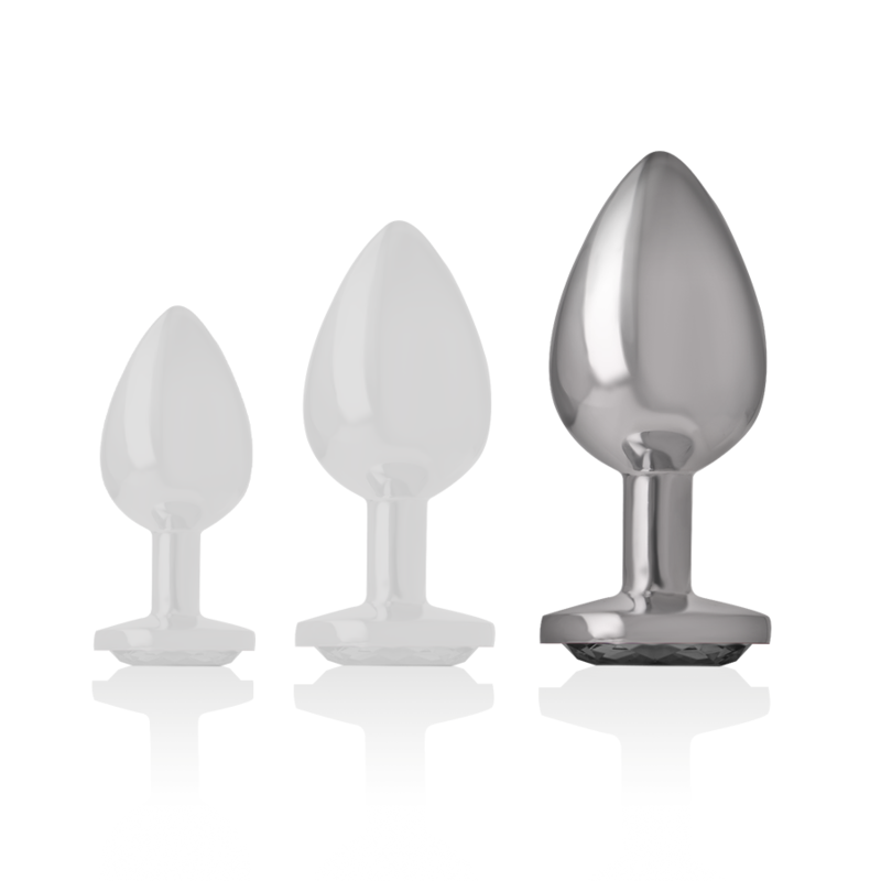 Intense - Plug Anal Metal Aluminio Con Cristal Negro Talla L
