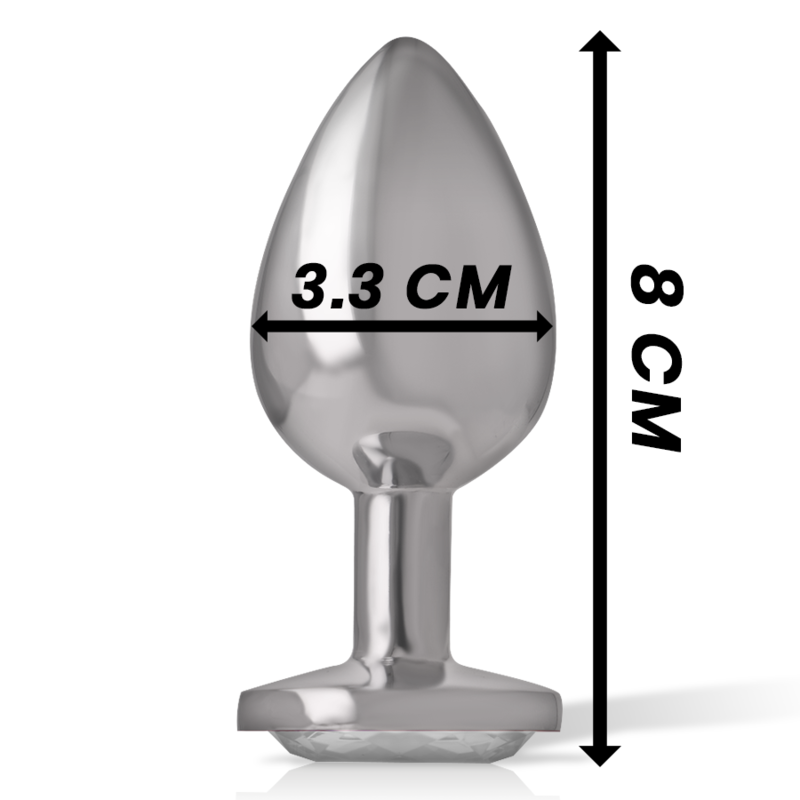 Intense - Plug Anal Metal Aluminio Con Cristal Plata Talla M