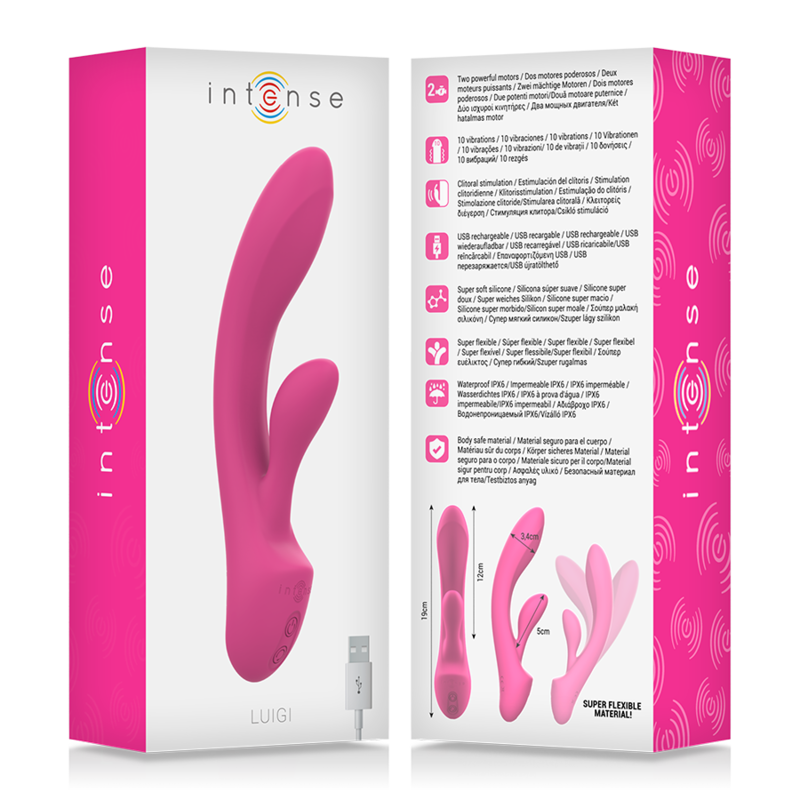 Intense - Luigi Vibrador Rabbit Silicona Liquida Rosa