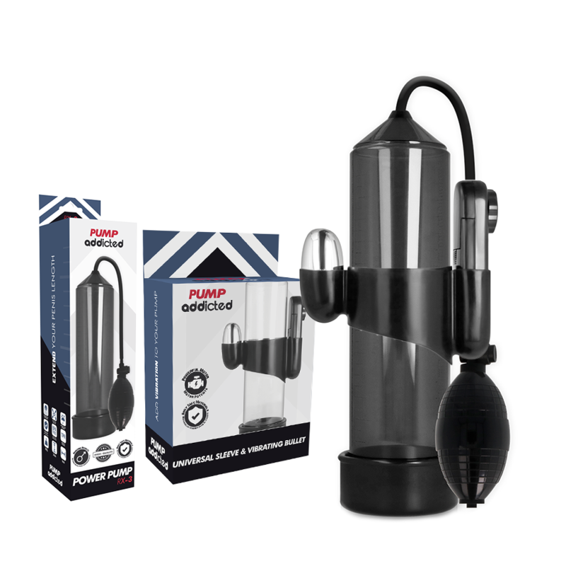 Pump Addicted - Bomba Erección Rx3 Negro Con Vibrador