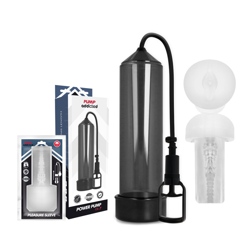 Pump Addicted - Bomba Erección Rx7 Negro Con Masturbador
