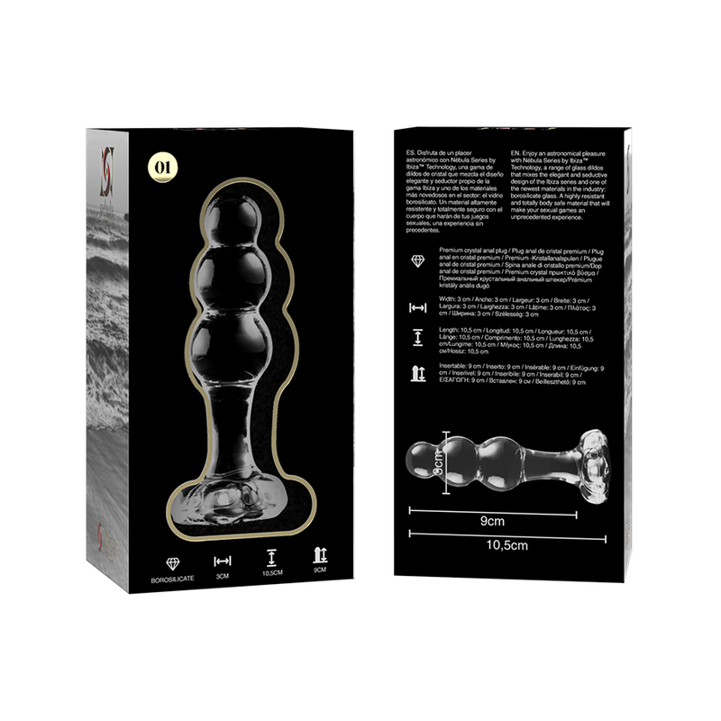Plug Cristal  Nebula Series By Ibiza - Modelo 1  Borosilicato 10.7 X 3 Cm Transparente