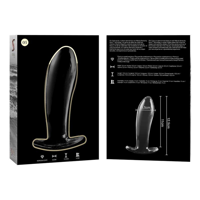 Plug Cristal Nebula Series By Ibiza - Modelo 5  Borosilicato 12.5 X 3.5 Cm Transparente
