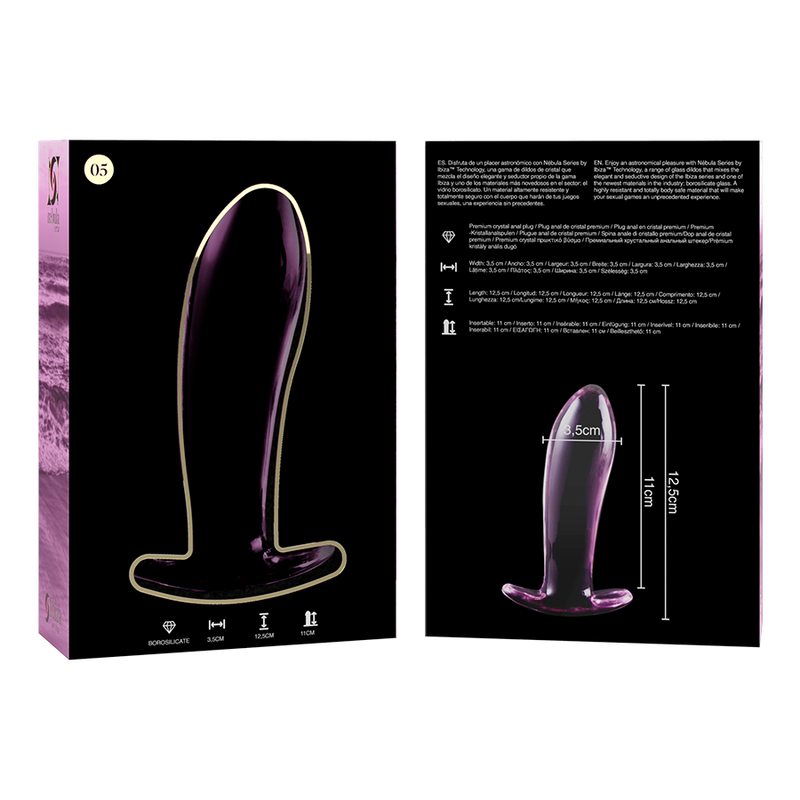 Plug Cristal Nebula Series By Ibiza - Modelo 5  Borosilicato 12.5 X 3.5 Cm Rosa