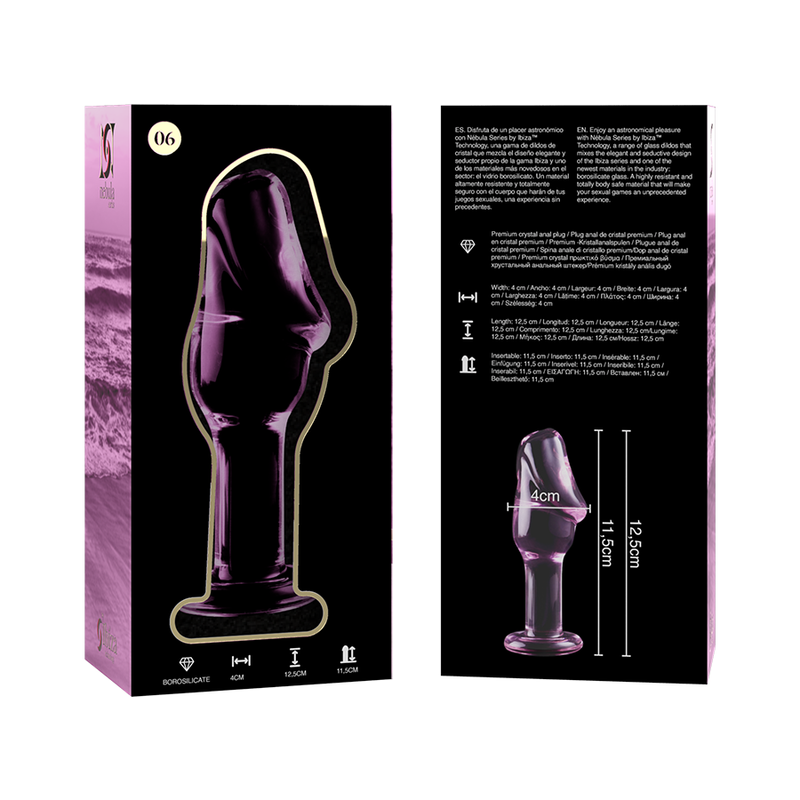Plug Cristal Nebula Series By Ibiza - Modelo 6  Borosilicato 12.5 X 4 Cm Rosa
