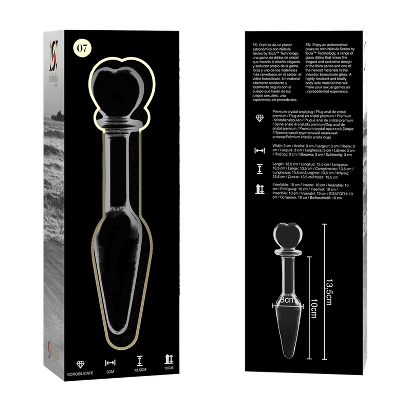 Plug Cristal Nebula Series By Ibiza - Modelo 7  Borosilicato 13.5 X 3 Cm Transparente