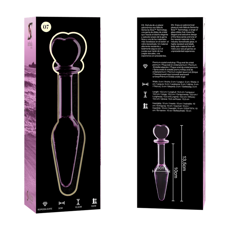 Plug Cristal Nebula Series By Ibiza - Modelo 7  Borosilicato 13.5 X 3 Cm Rosa