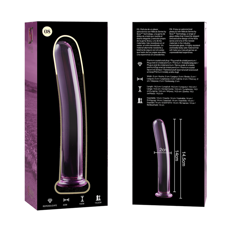 Dildo Cristal Nebula Series By Ibiza - Modelo 8  Borosilicato 14.5 X 2 Cm Rosa