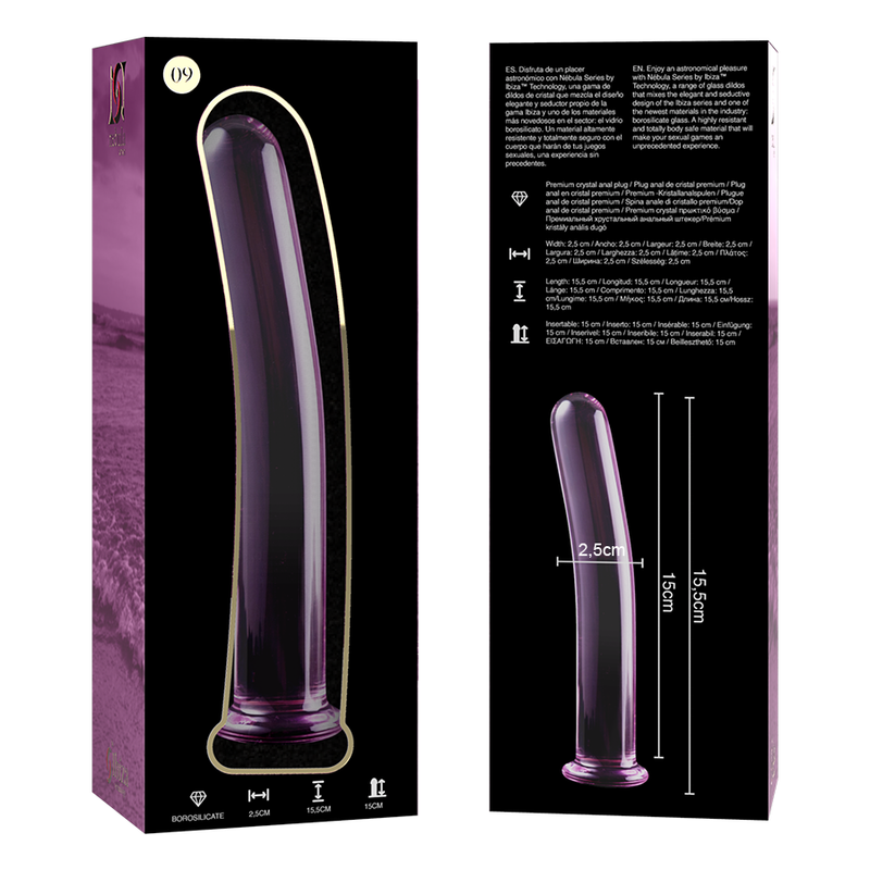 Dildo Cristal Nebula Series By Ibiza - Modelo 9  Borosilicato 15.5 X 2.5 Cm Rosa