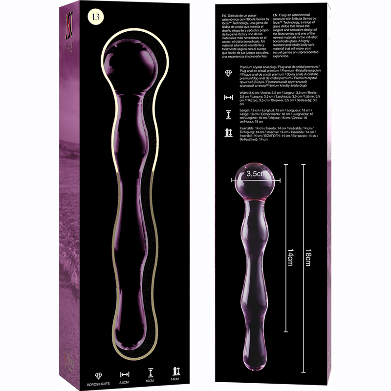 Dildo Cristal Nebula Series By Ibiza - Modelo 13  Borosilicato 18 X 3.5 Cm Rosa