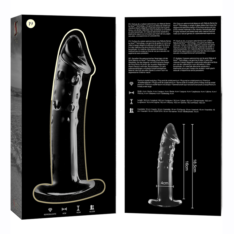 Dildo Nebula Series By Ibiza  Modelo 19 Cristal Borosilicato 18.5 X 4 Cm Transparente