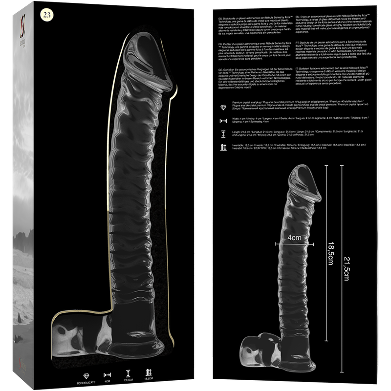Dildo  Nebula Series By Ibiza  Modelo 23  Cristal Borosilicato 21.5 X 4 Cm Transparente
