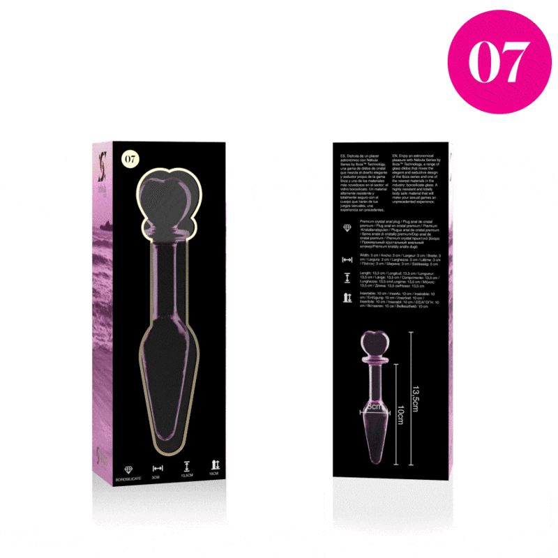 Plug Cristal Nebula Series By Ibiza - Modelo 7  Borosilicato 13.5 X 3 Cm Rosa