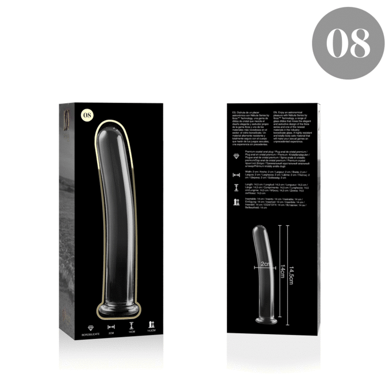 Dildo Cristal Nebula Series By Ibiza - Modelo 8  Borosilicato 14.5 X 2 Cm Transparente