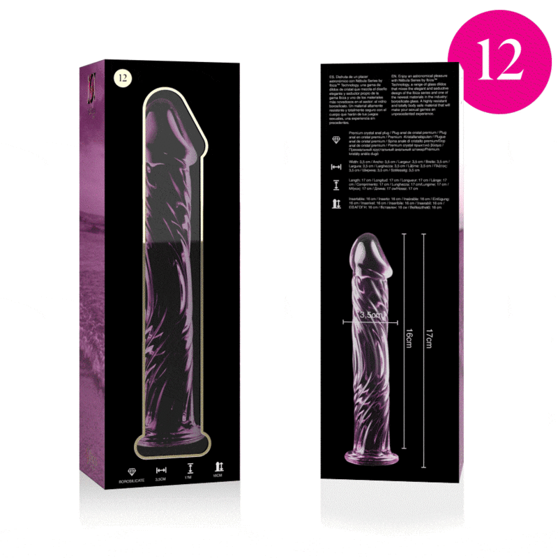 Dildo Cristal Nebula Series By Ibiza - Modelo 12  Borosilicato 17 X 3.5 Cm Rosa